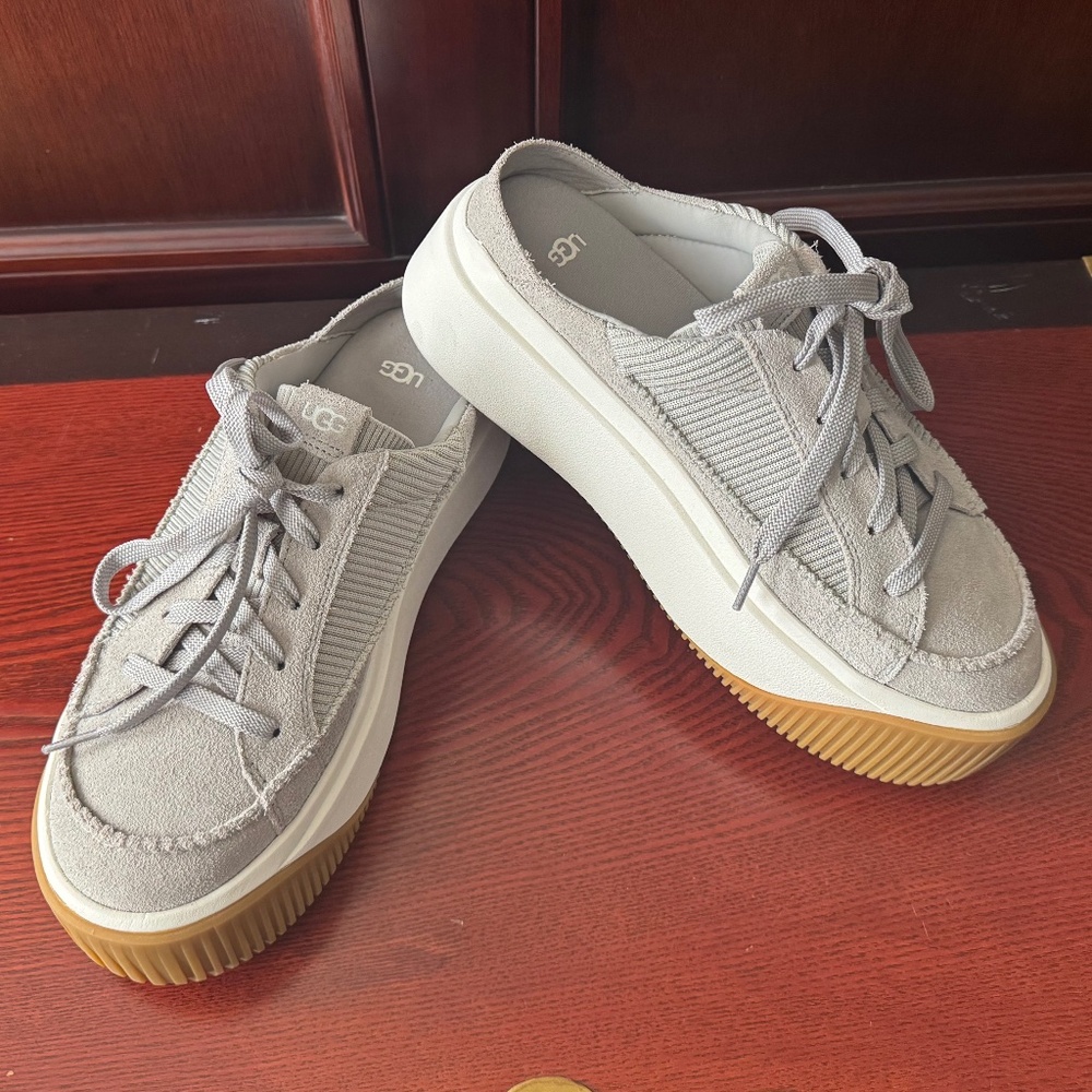 UGG EZ-Duzzit Platform Mule Sneakers - Grey Suede - 9 - like new!